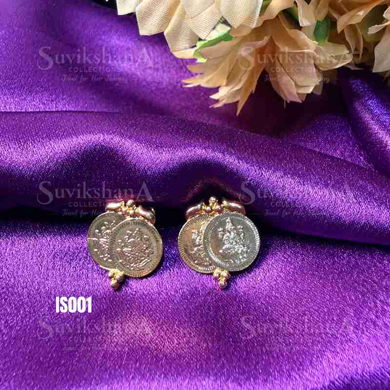 Impon lakshmi stud_11zon Traditional Lakshmi Coin Earrings - Image 1