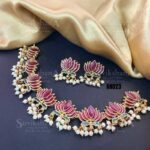 Maroon Lotus Bridal Necklace