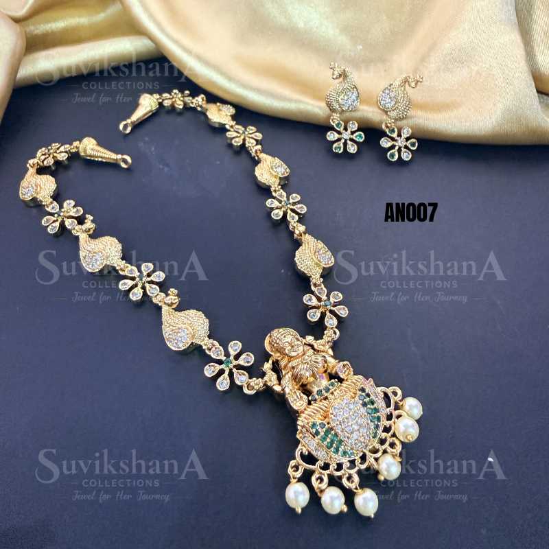 neck 2 (3)_11zon Peacock Lakshmi Necklace Set - Image 1