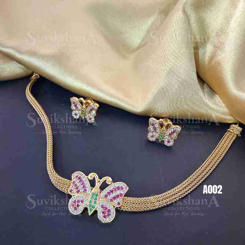 neck (28)_11zon Pink Stone Butterfly Necklace - Image 1