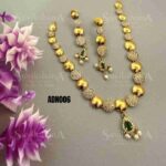 Gold Finish White Stone Necklace