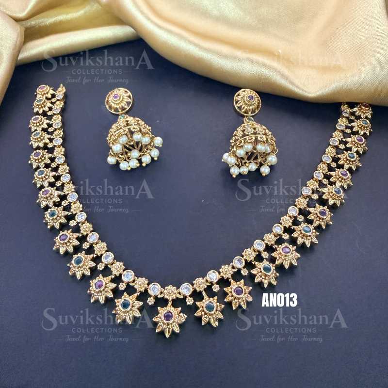 neck_11zon Sunflower Stone Necklace Set - Image 1
