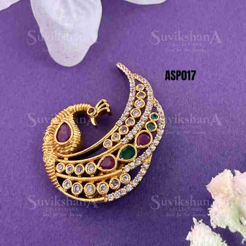 saree pin (12)_11zon Luxe Peacock Brooch - Image 1