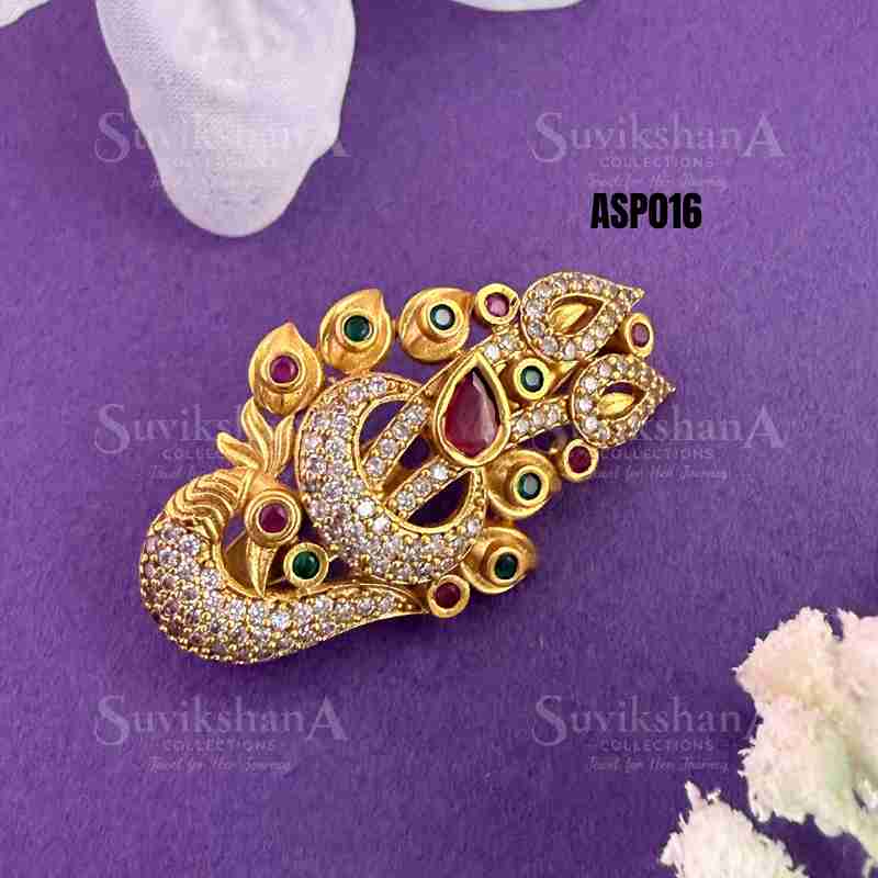 saree pin (15)_11zon Emerald Feather Pin - Image 1