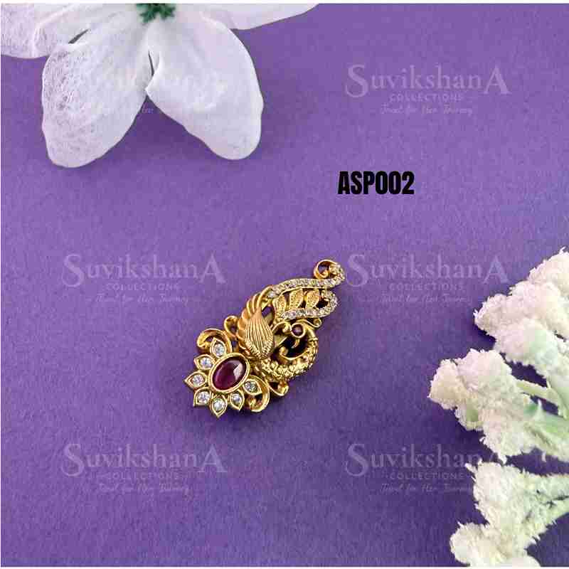 saree pin (3) - Copy_11zon Antique Flower Stone Brooch - Image 1