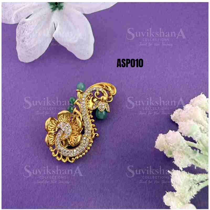 saree pin (5)_11zon Crystal Peacock Pattern Pin - Image 1